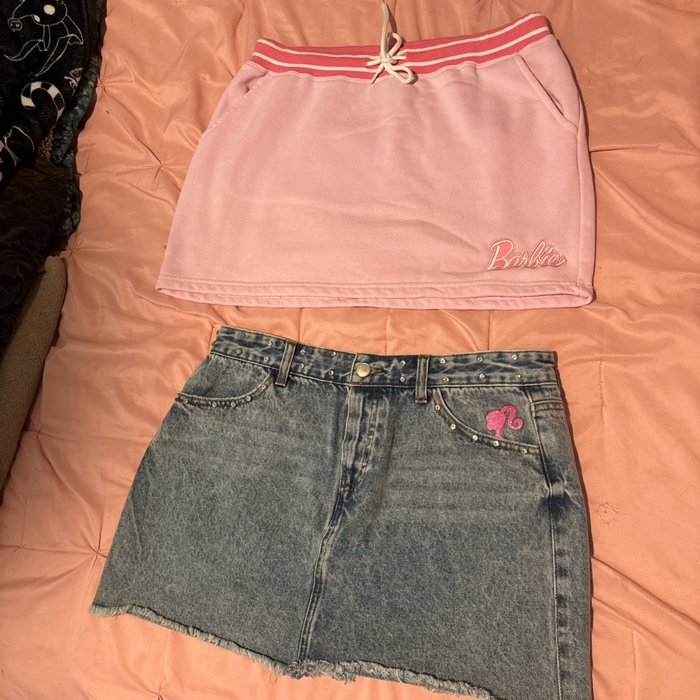 Forever 21 Pink Barbie-Style Mini Skirt Set - Light Pink and Denim